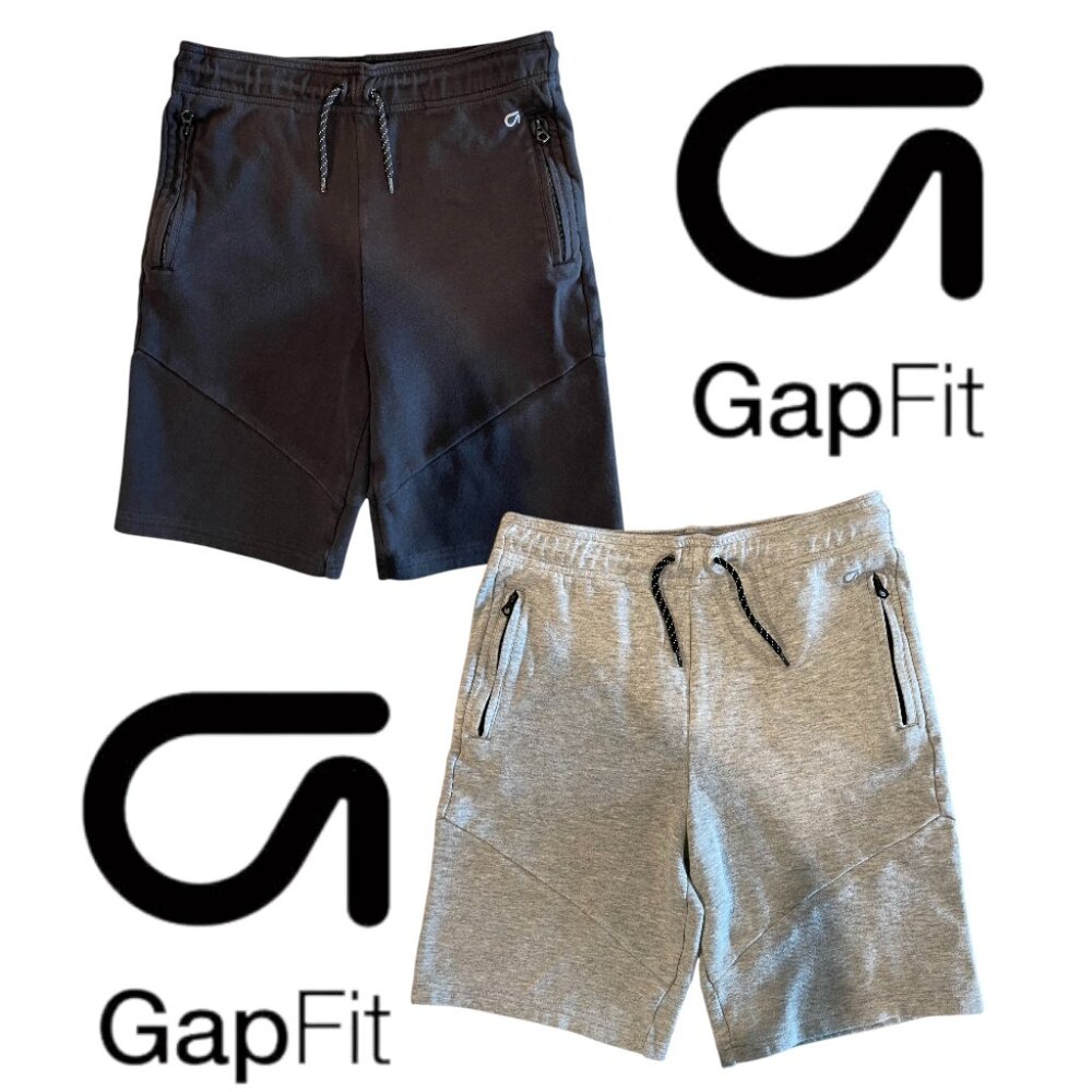 Boys GapFit Kids Pull-On Shorts Set of 2 Size: XXL (14/16) Color: Gray & Black